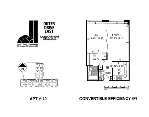 Floor plan for 1 bed, 1 bath